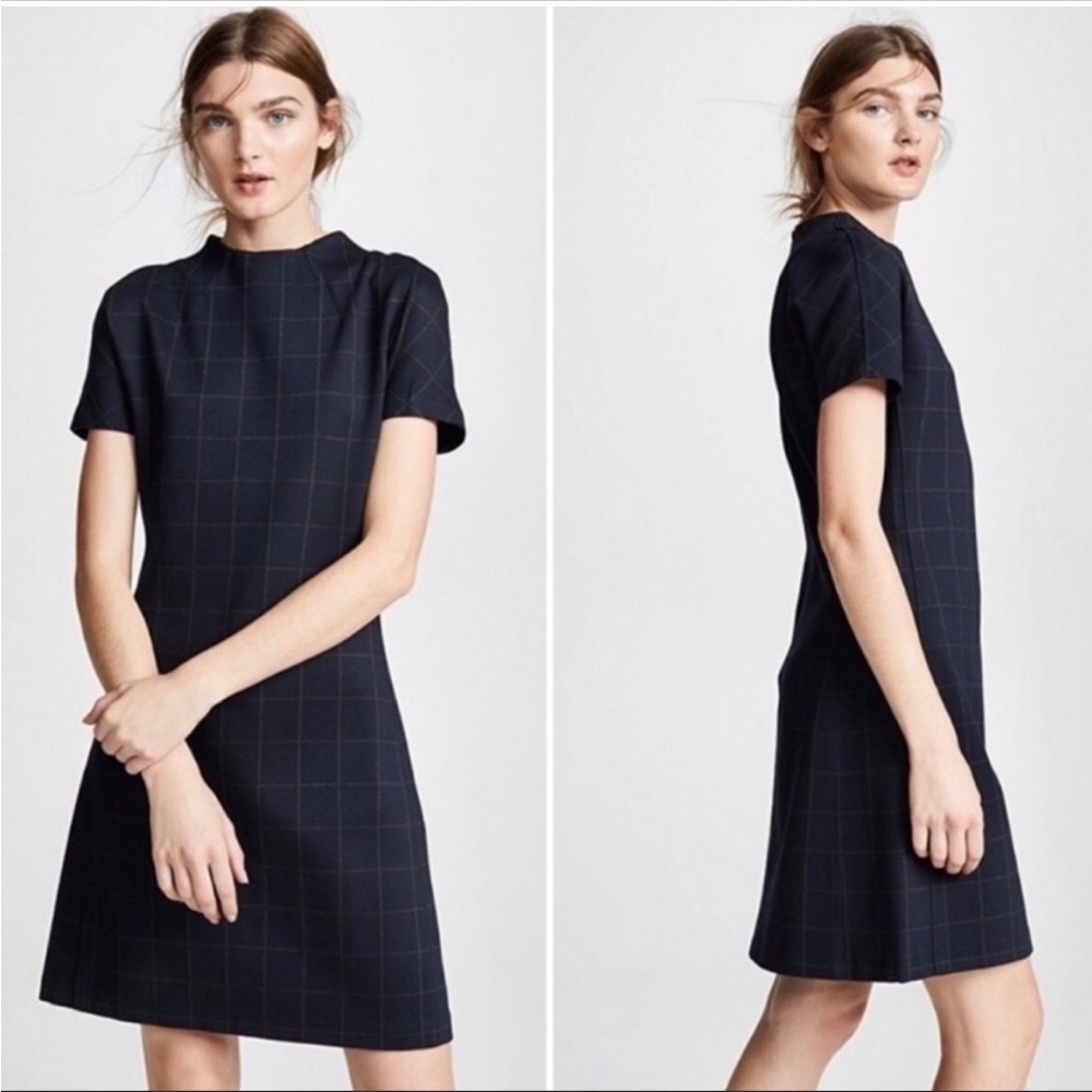 Theory Dolman Navy check shift dress